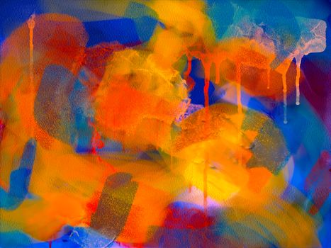 Colorful abstract painting with expressive brushstrokes and vibrant colors.