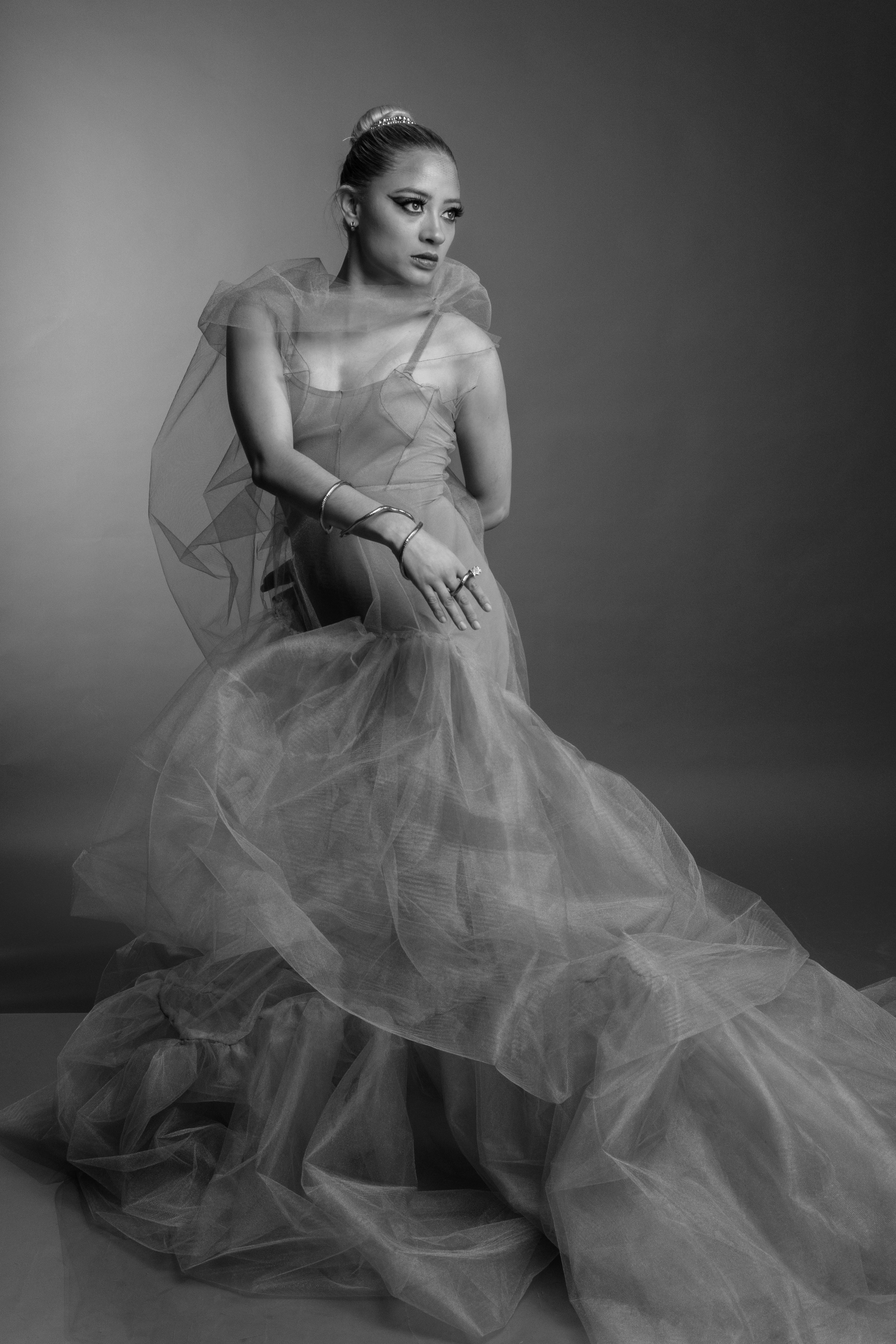 Elegant Black and White Portrait of a Dancer in Flowing Gown · Free ...