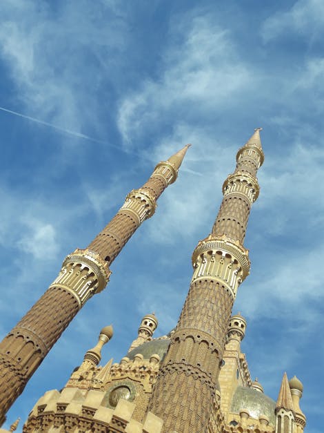 Free stock photo of mosque, plane in the sky, sky