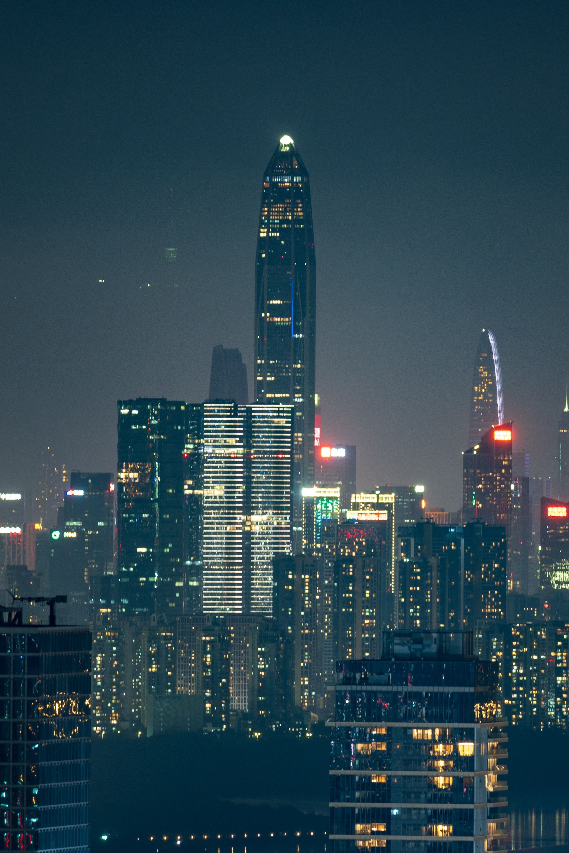 Vibrant Nighttime Cityscape of Skyscrapers · Free Stock Photo