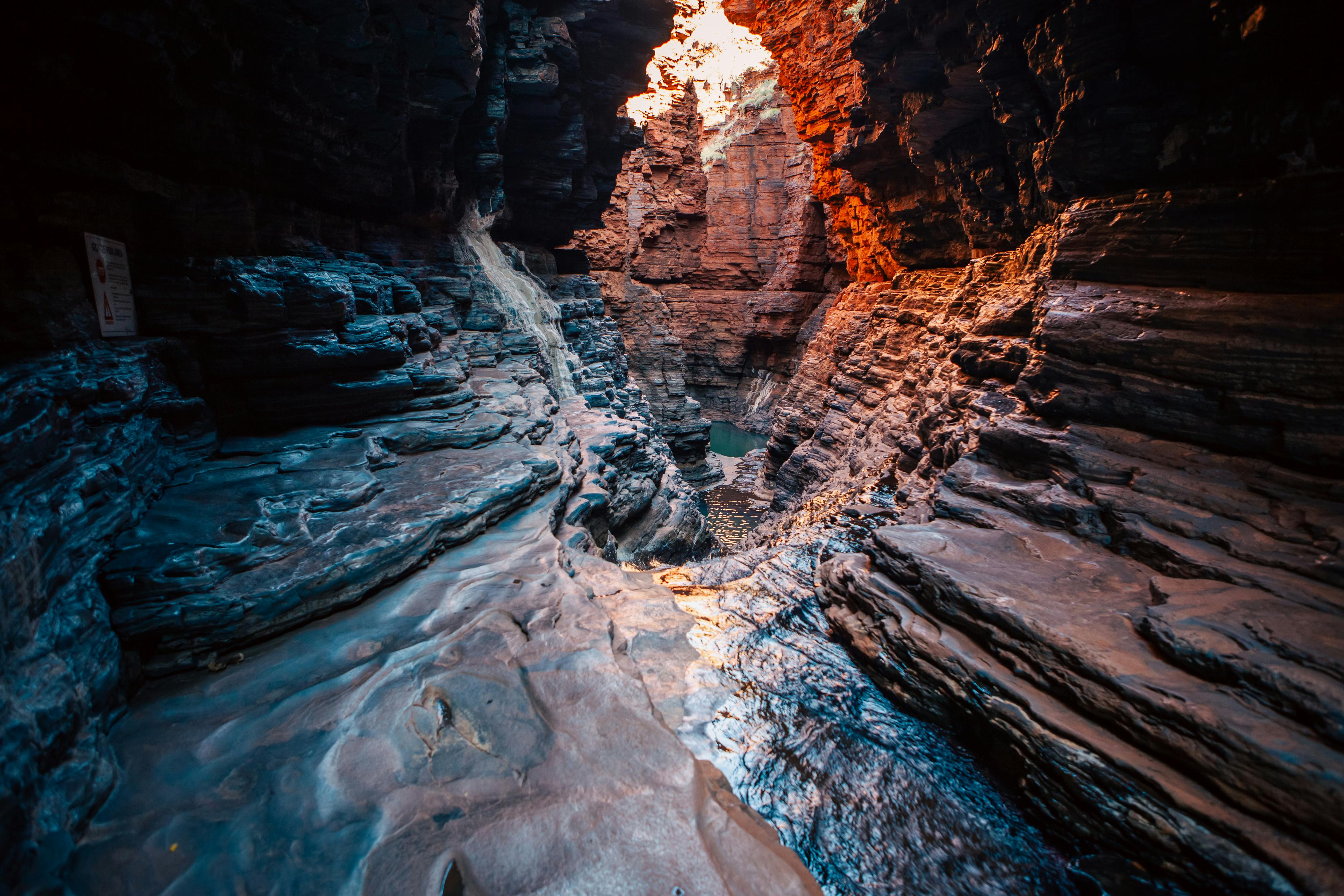 Karijini National Park Landscape With Deep Red Gorges And Crystal Clear Swimming Holes