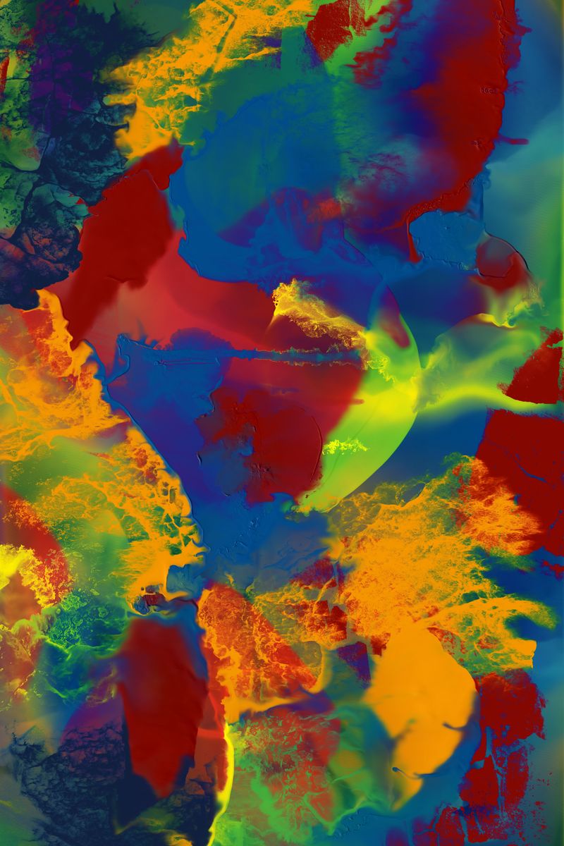 Dynamic abstract artwork with swirling vibrant colors and textured layers for a striking visual impact.