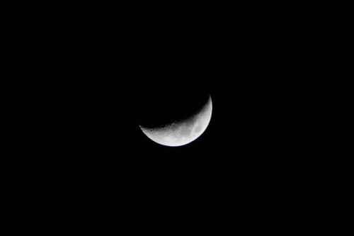 Free A striking crescent moon captured against the backdrop of a dark night sky. Stock Photo