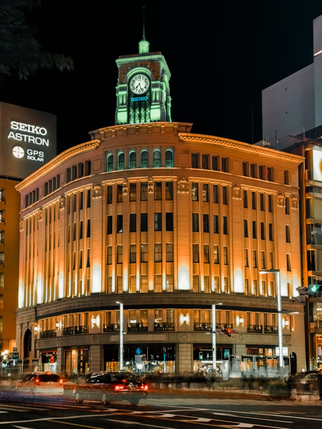 Illuminated Ginza Wako Clock Tower At Night Free Stock Photo Illuminated Ginza Wako Clock Tower At Night Free Stock Photo