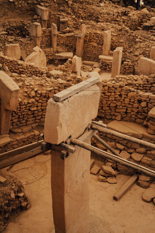 Free Explore ancient stone circles of Göbeklitepe in Şanlıurfa, Turkey, a significant archaeological site. Stock Photo