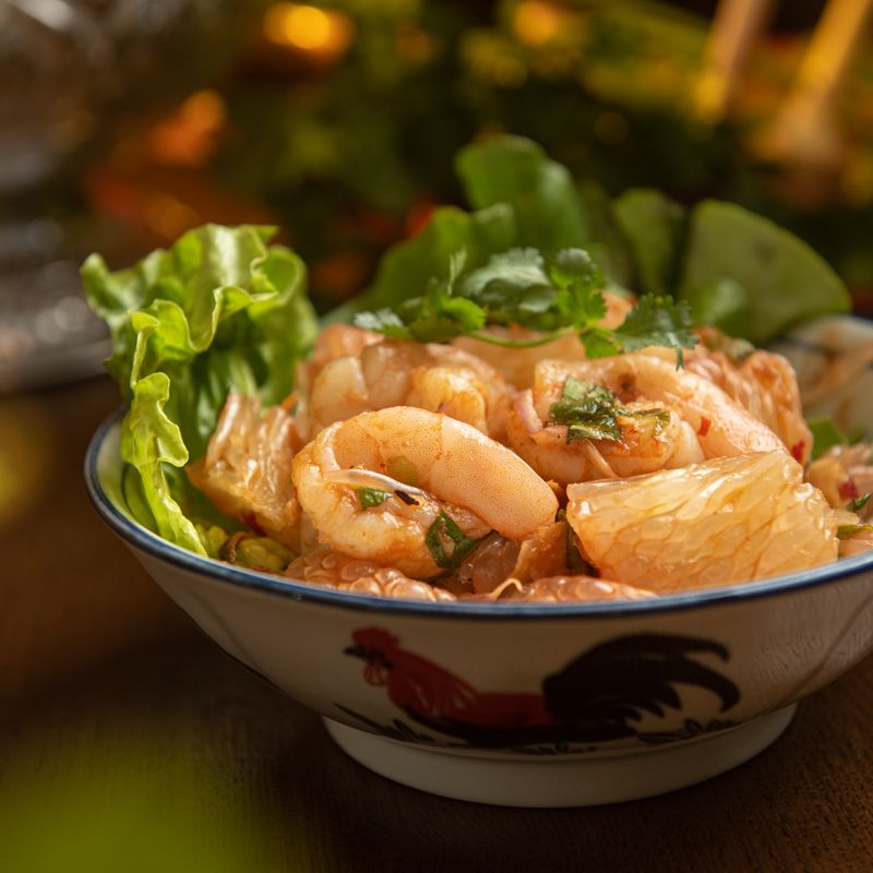 Thai Banana Blossom Fruit Salad with Coconut and Shrimp Paste