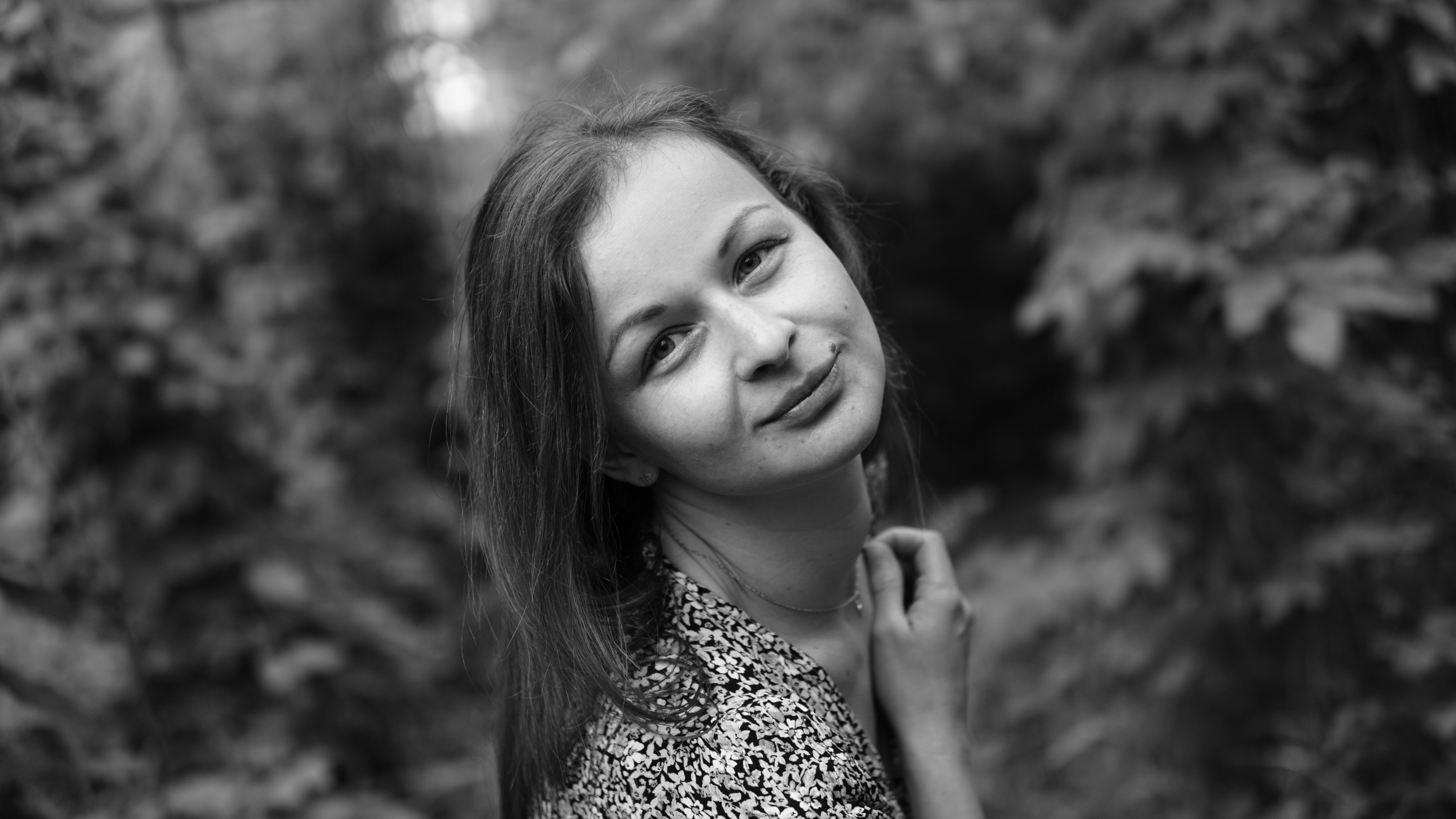 Black and White Portrait of a Woman Outdoors · Free Stock Photo