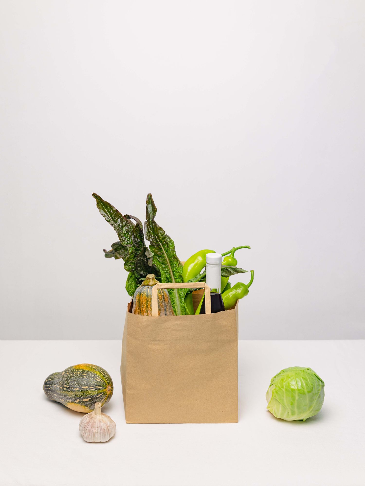 Sustainable paper bags with fresh produce