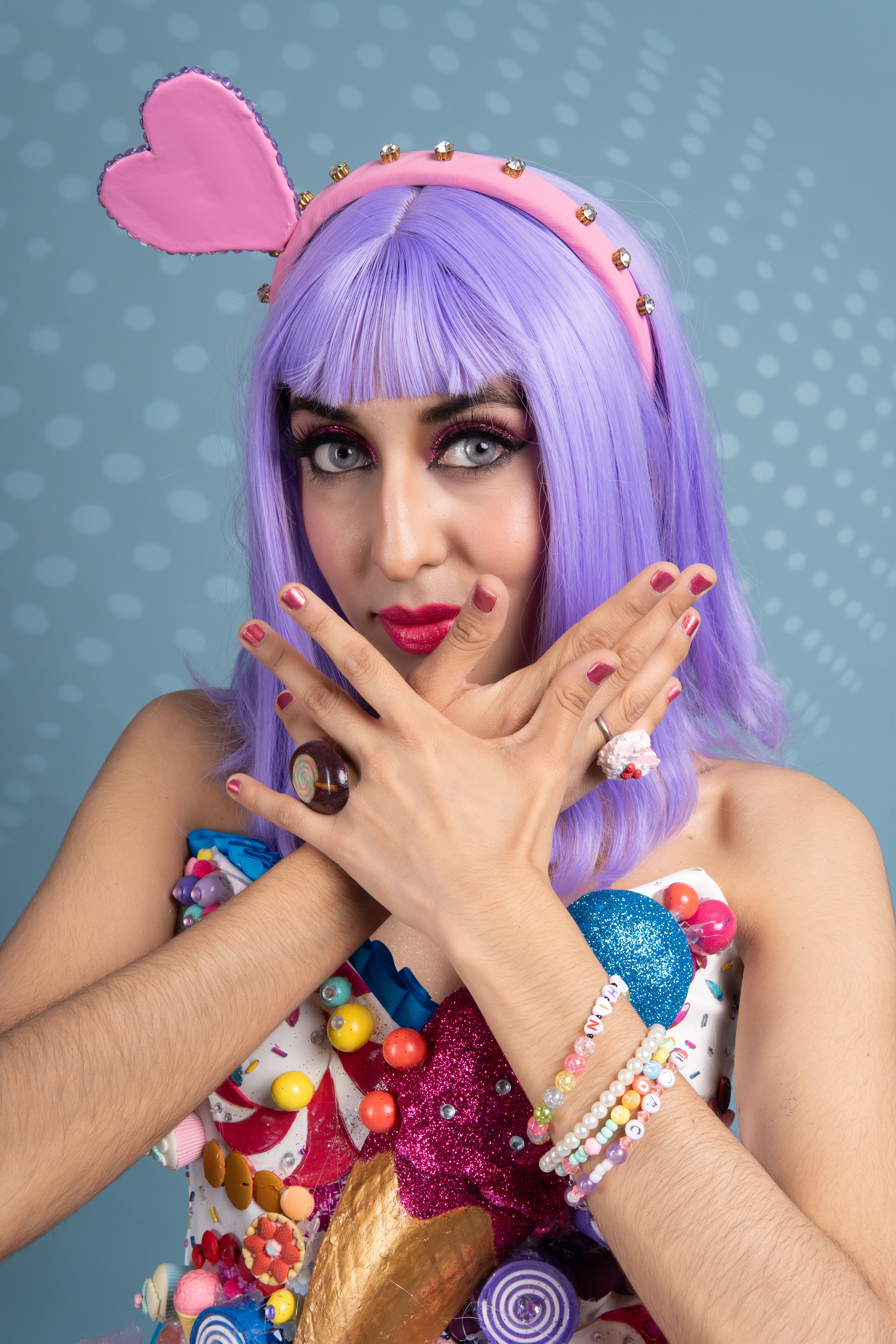 Vibrant Cosplay Portrait with Purple Wig · Free Stock Photo