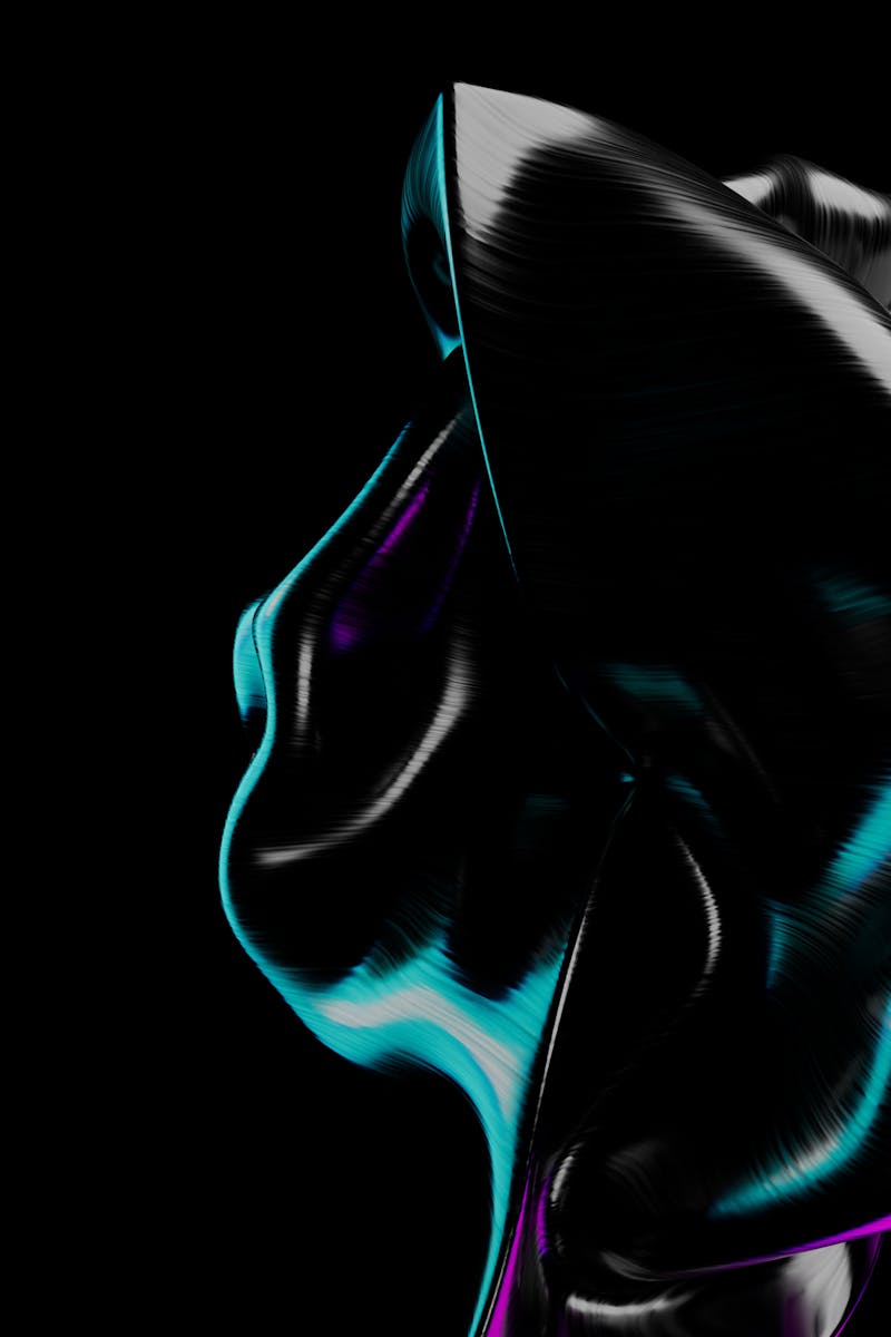 Dynamic abstract neon glowing art on dark background