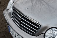 Close-up of Luxury Silver Car Front Grille