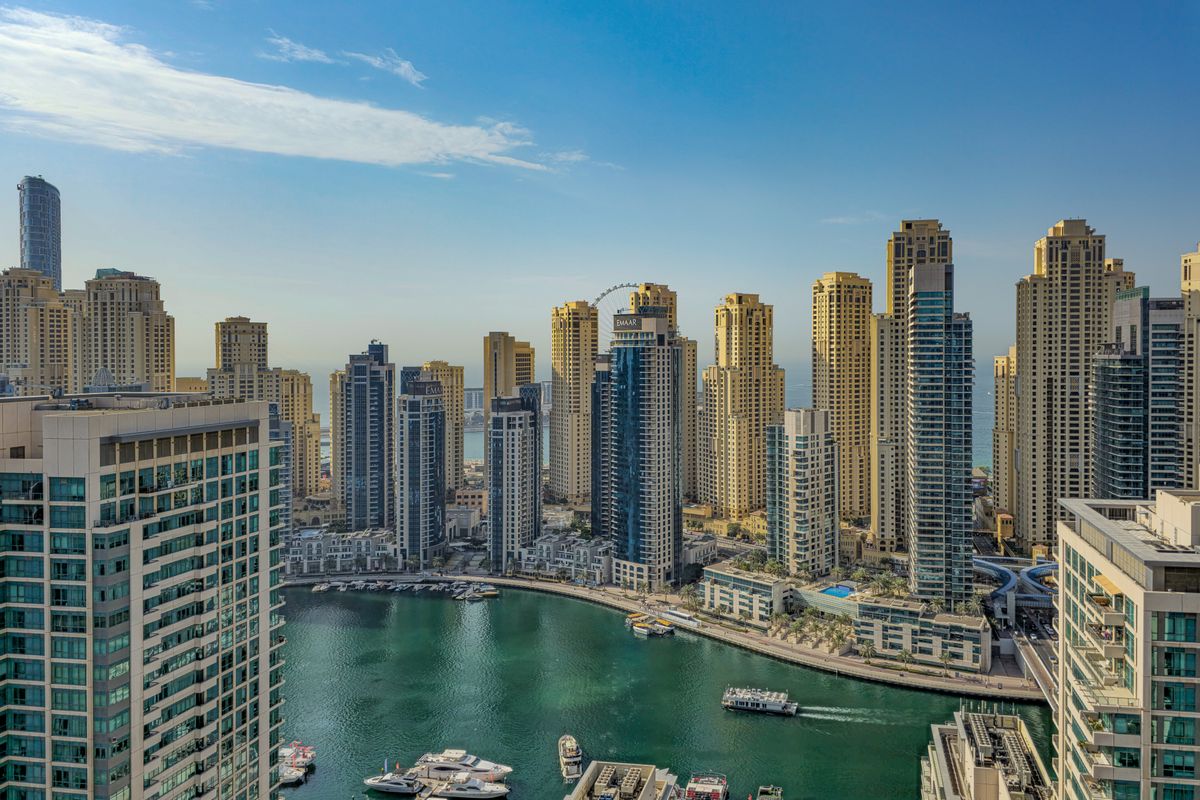 Dubai Marina skyline and waterfront for offshore company setup