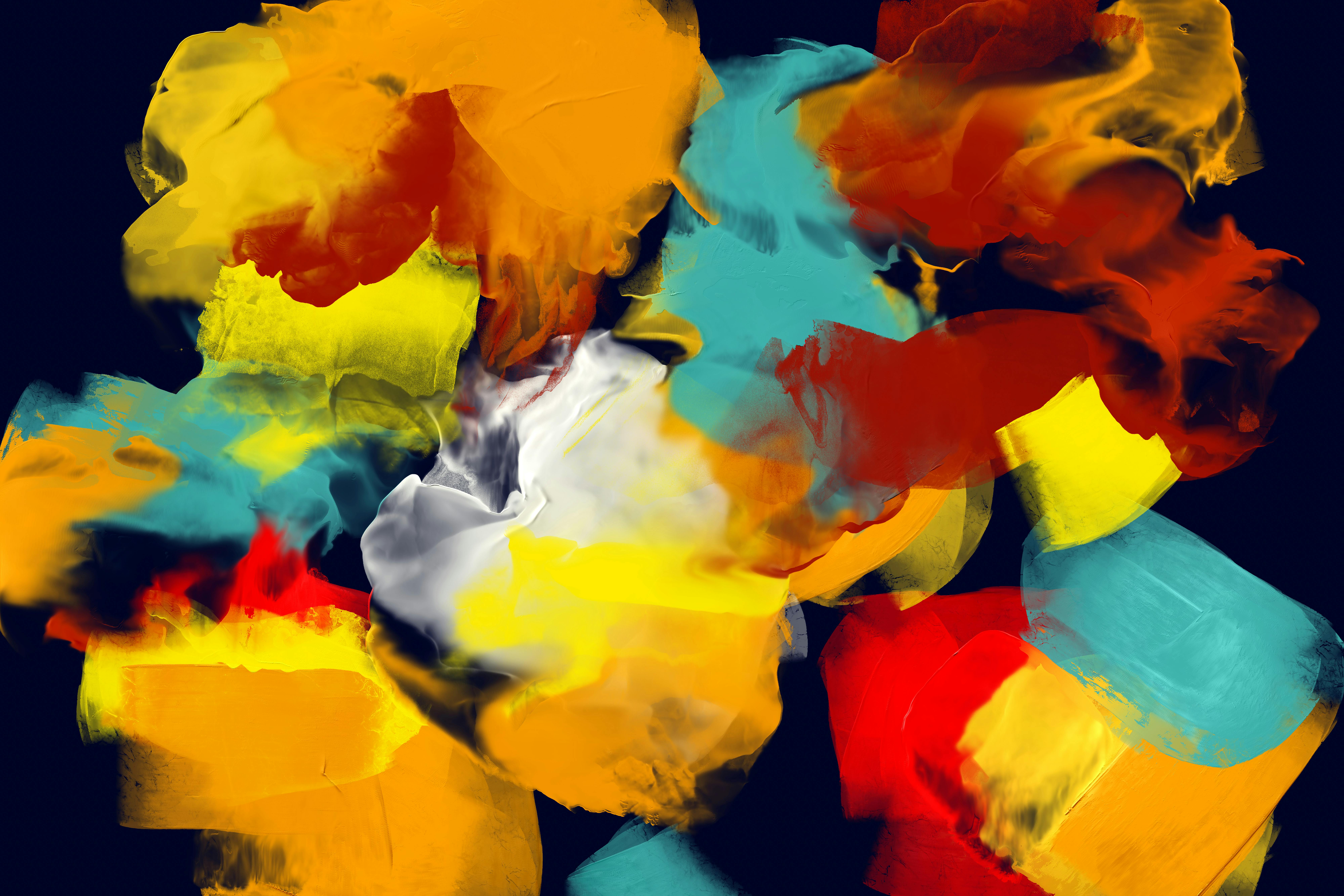 gratis Levendig abstract schilderij met dynamische, kleurrijke penseelstreken die een expressief kunstwerk creëren. Stockfoto