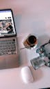 Tech and Tea Workspace Flat Lay with Camera