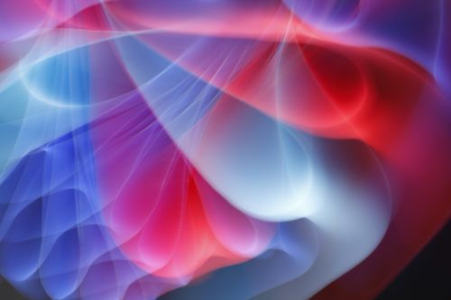 Free Vibrant abstract art with dynamic light waves in red, blue, and purple hues. Stock Photo