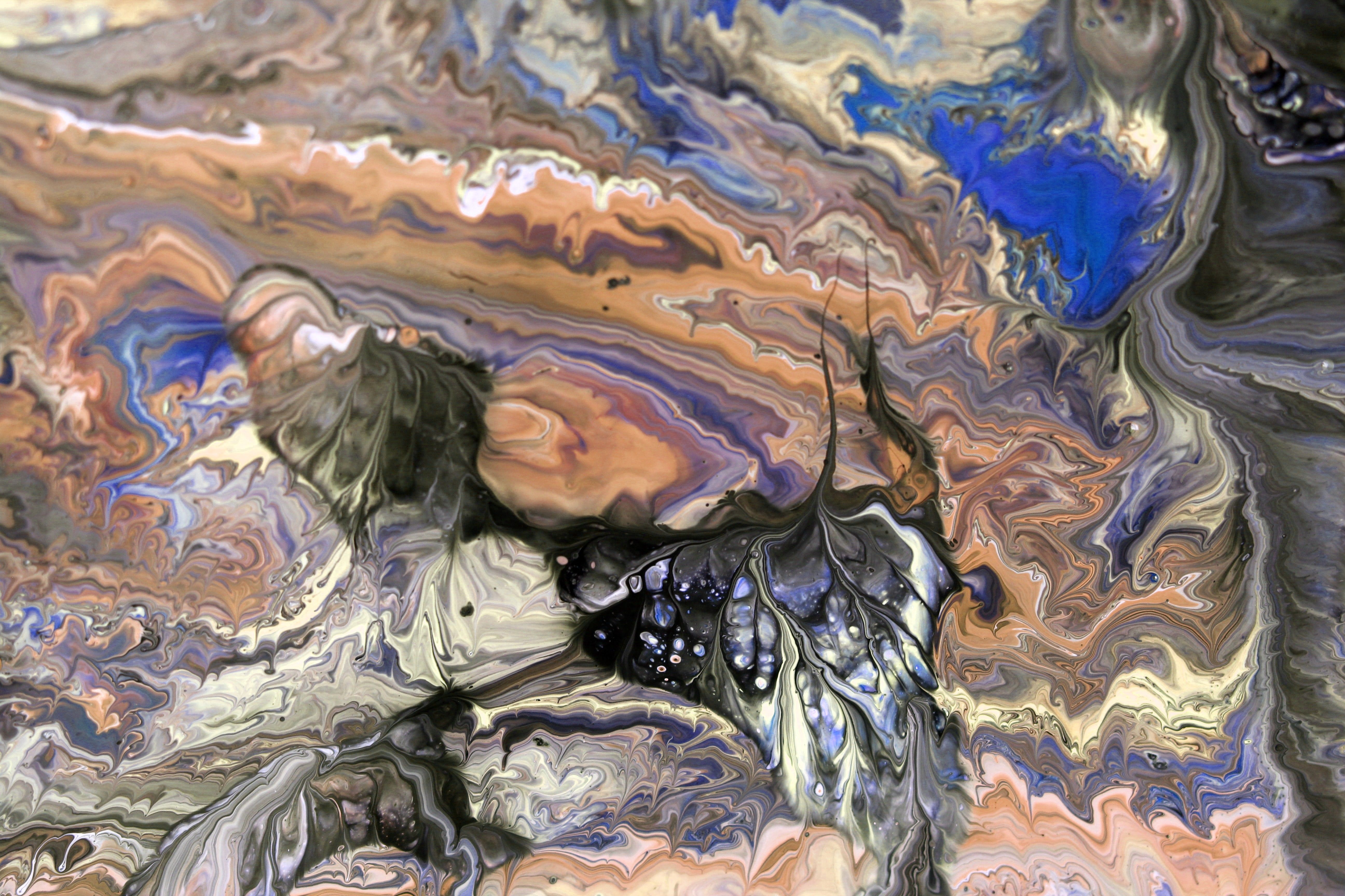 Abstract Fluid Art with Earthy and Blue Tones · Free Stock Photo