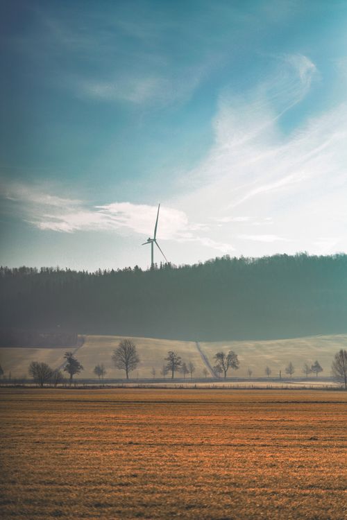 Free A serene landscape showcasing a wind turbine in Jonkoping County, Sweden. Stock Photo