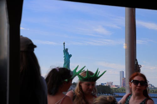 Free stock photo of ferry, people, statue of liberty