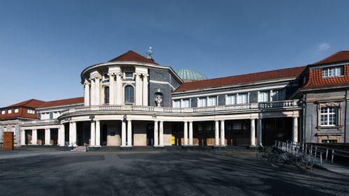 Free Stunning classical architecture of a historical building in Hamburg, Germany, under clear blue skies. Stock Photo