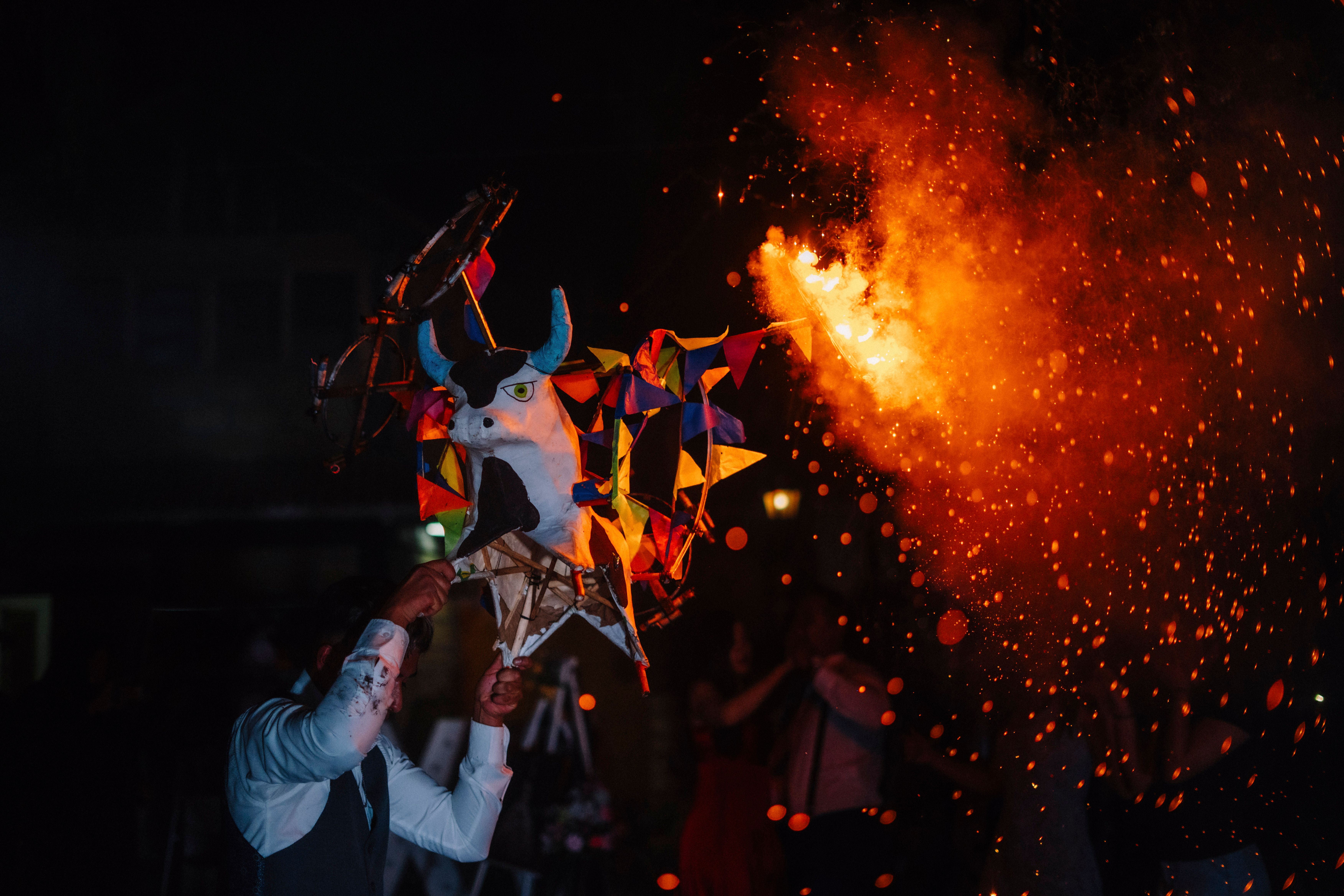Fiery Festival Celebration at Night Outdoors · Free Stock Photo