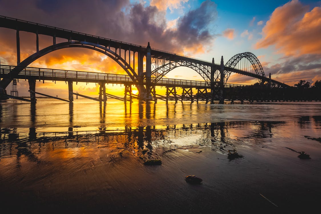 Free stock photo of beach, blue, bridge