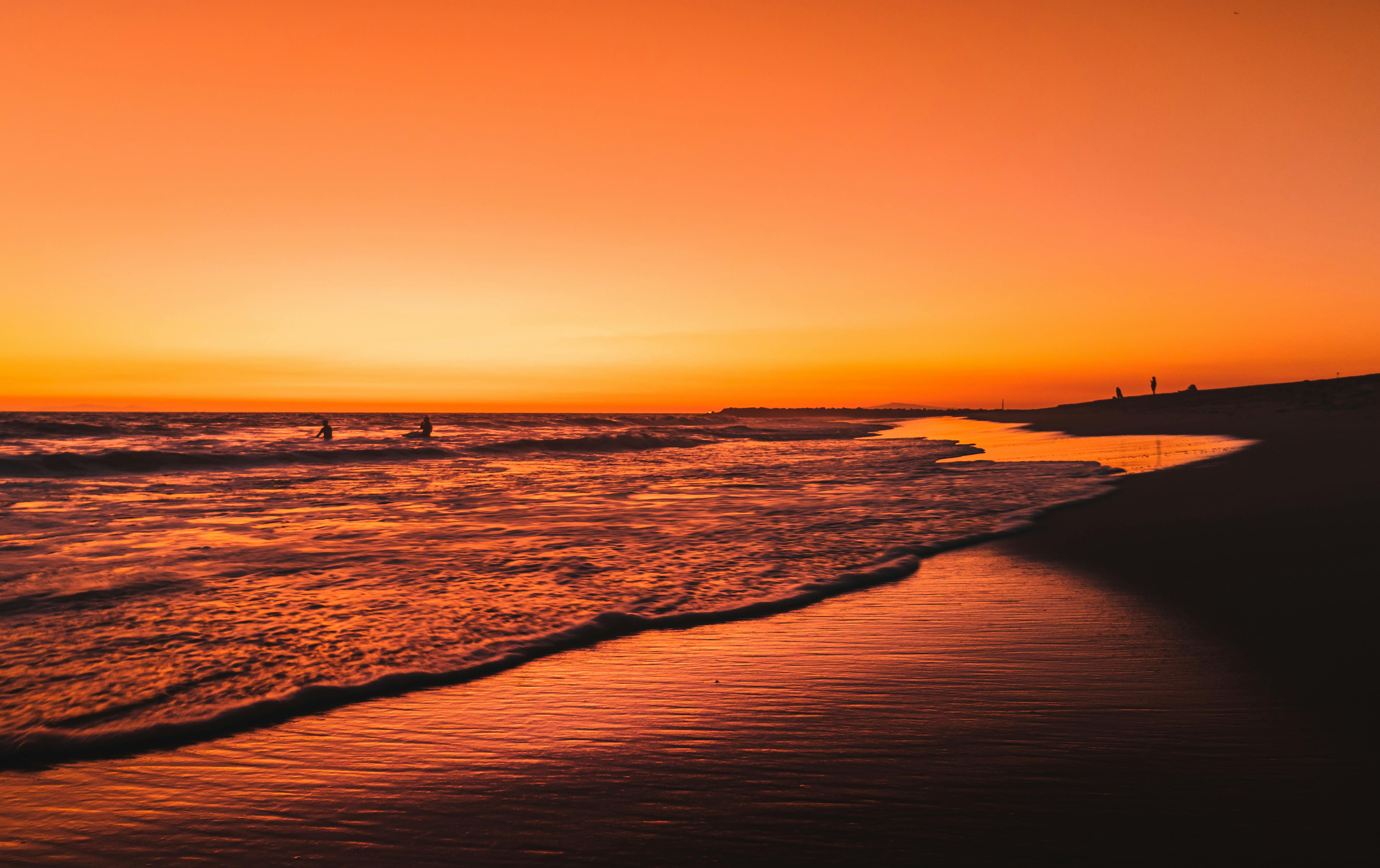 orange sunset on the beach