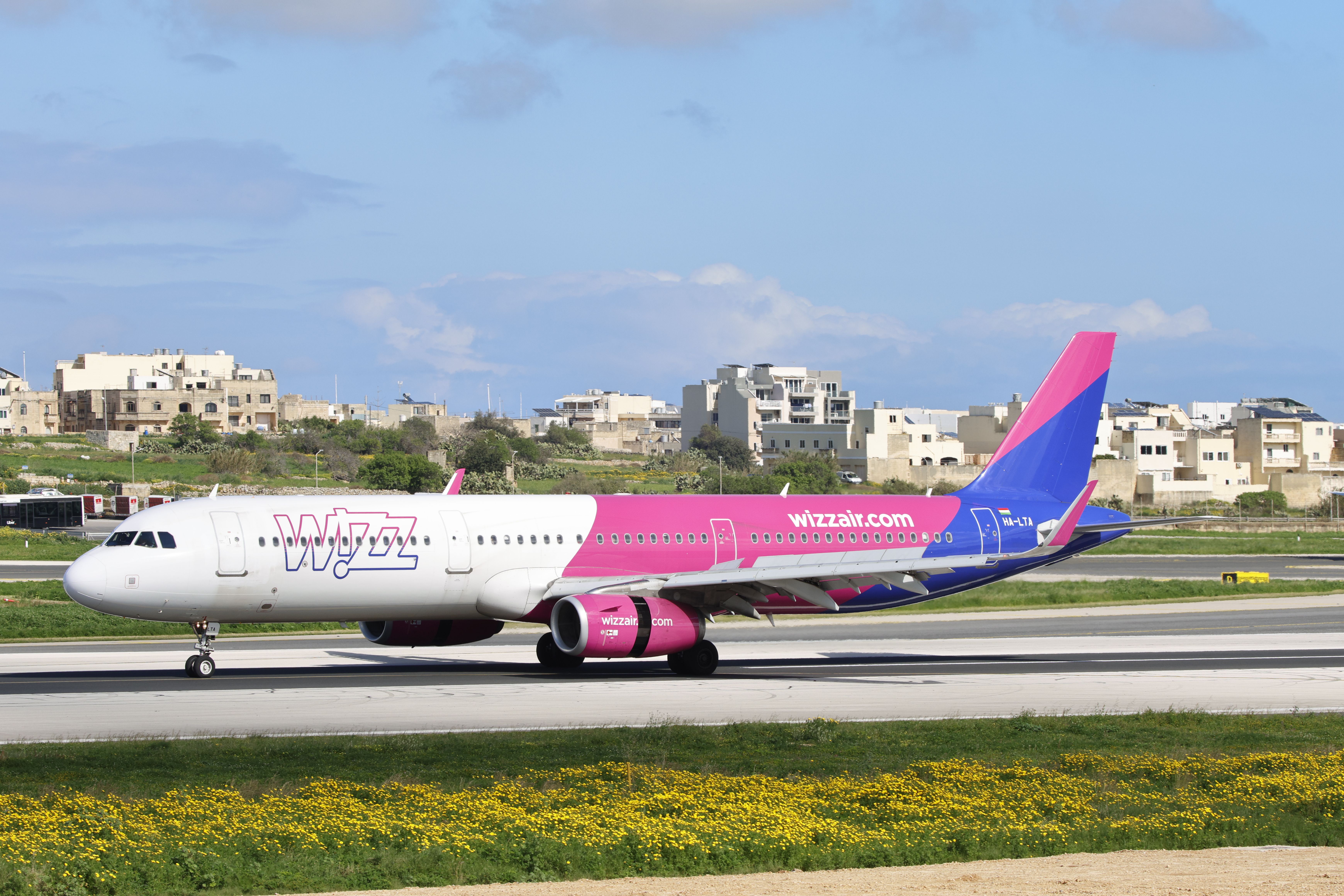 Wizz Air aircraft parked at Tirana International Airport in Albania