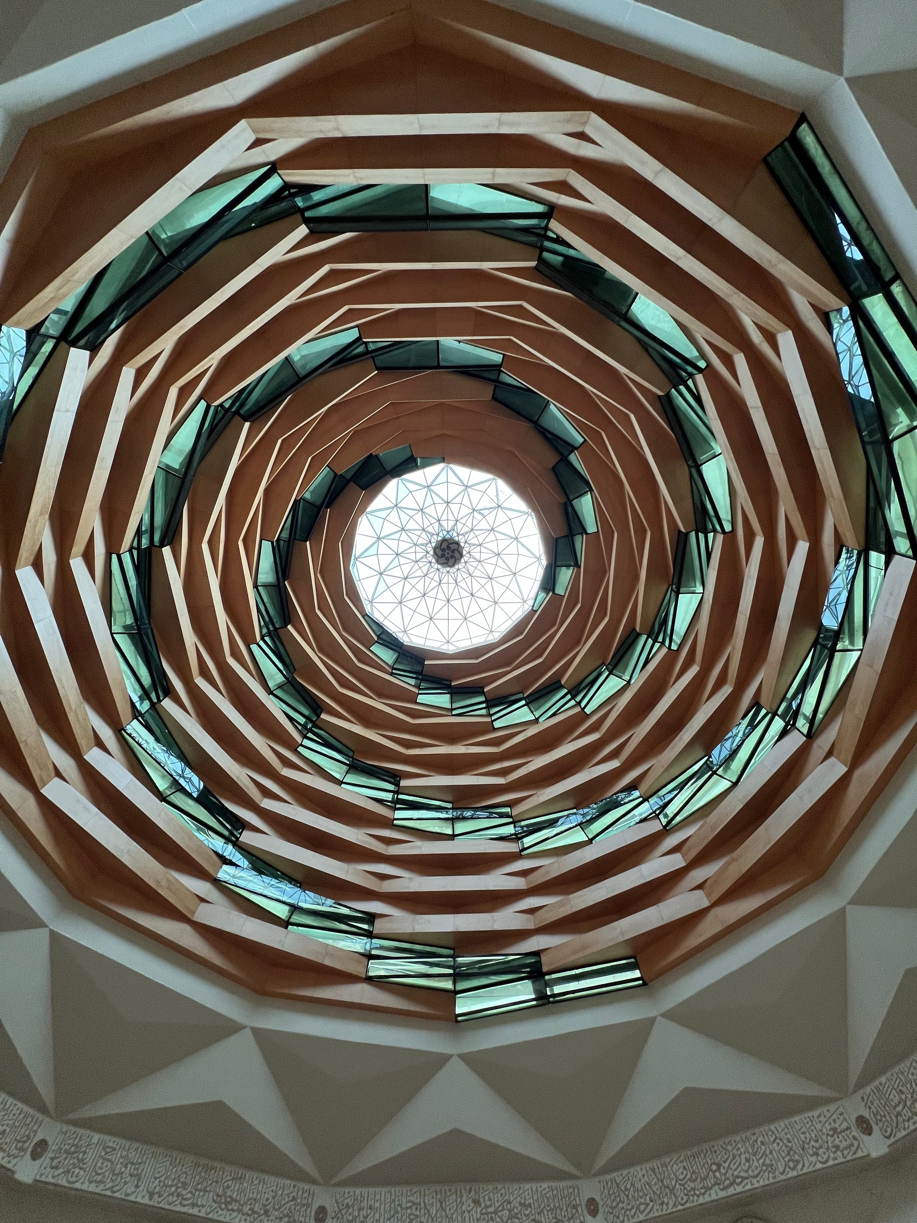 Intricate Geometric Ceiling with Spiral Pattern · Free Stock Photo