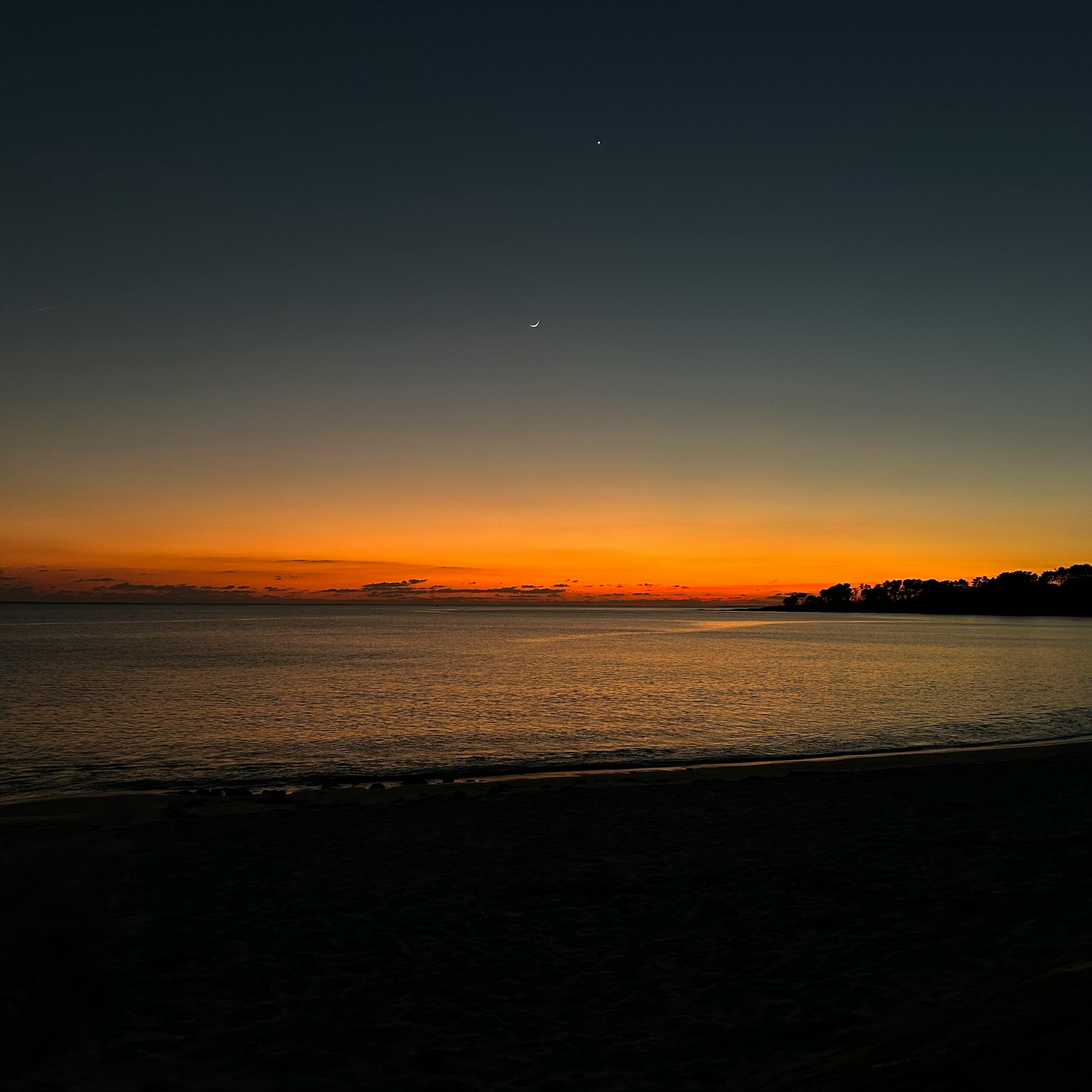 Beautiful sunset view over the sea in Sarzeau, Bretagne, France.