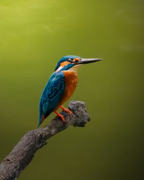Close-up of a colorful kingfisher bird on a branch in Purbasthali, India.
