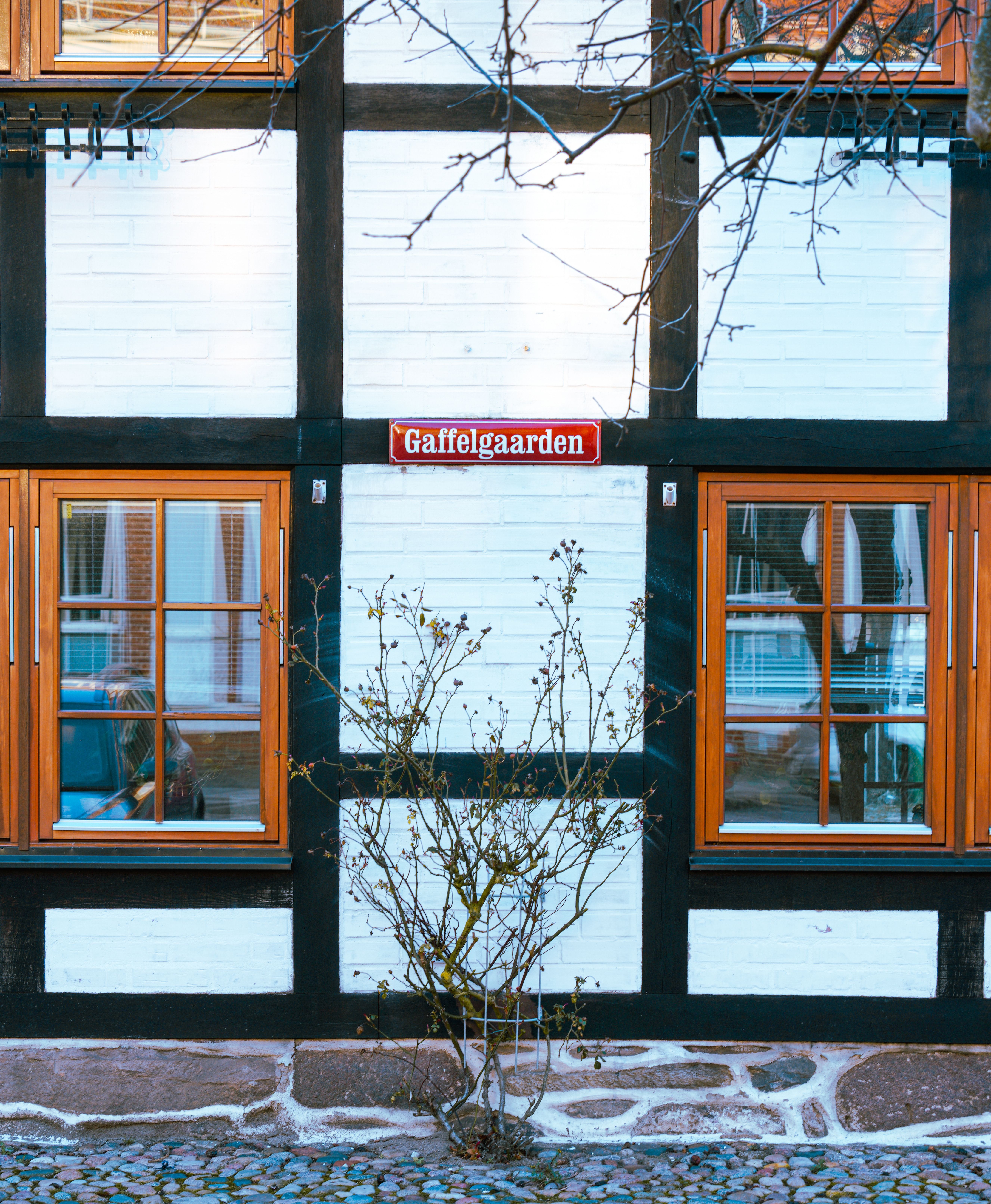 Exterior of historic building Gaffelgaarden in Ystad, Sweden, showcasing traditional design.