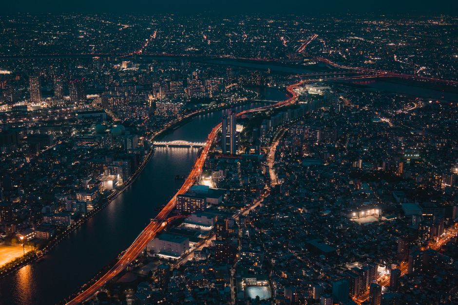 Unforgettable 【Helicopter Round Trip+Lunch+Wine】 Fujisan Winery Helicopter Tour Review Review 2026 - Aerial view of Tokyo's vibrant city lights illuminating the night sky.