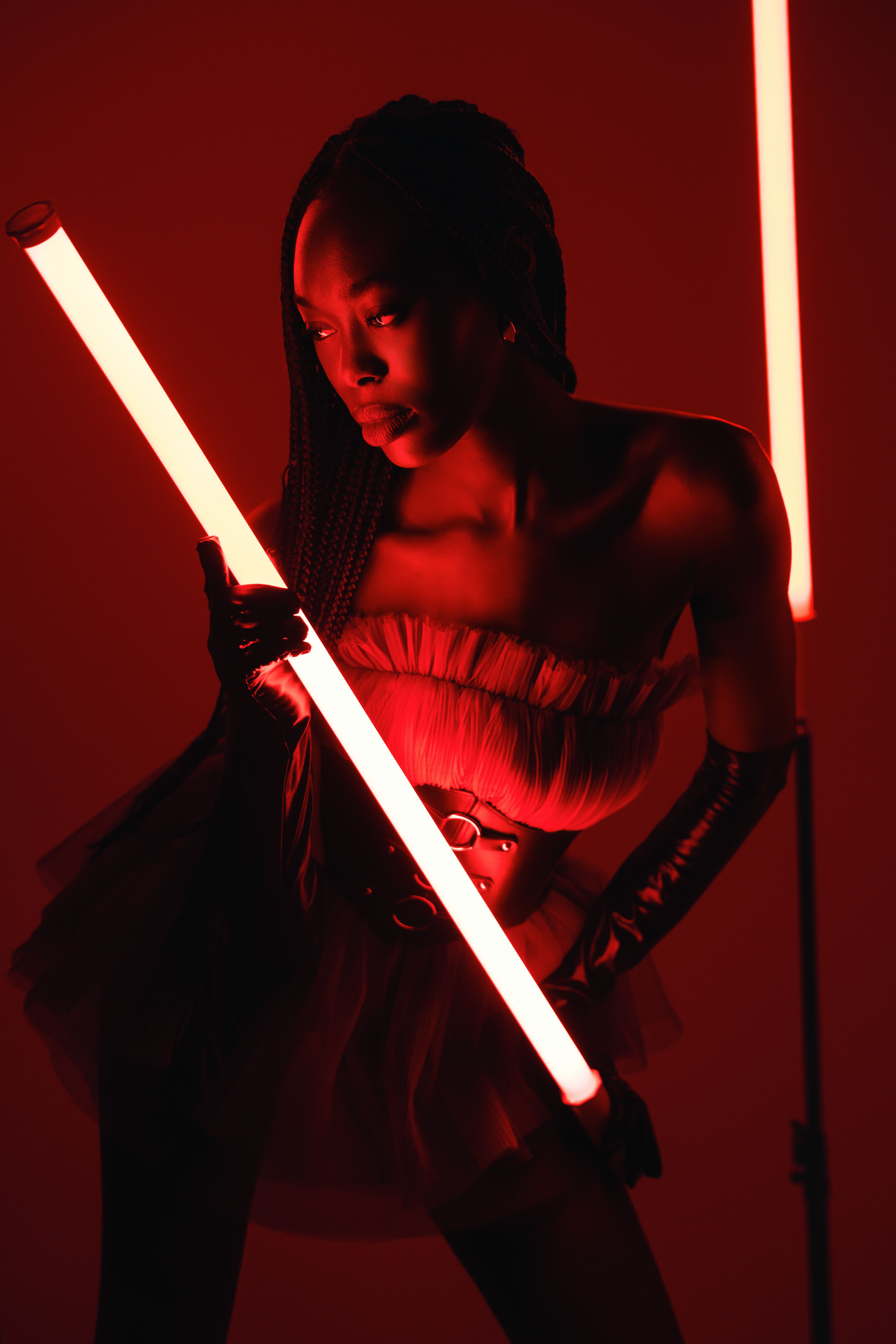 Dramatic Red-Hued Fashion Photoshoot in London · Free Stock Photo
