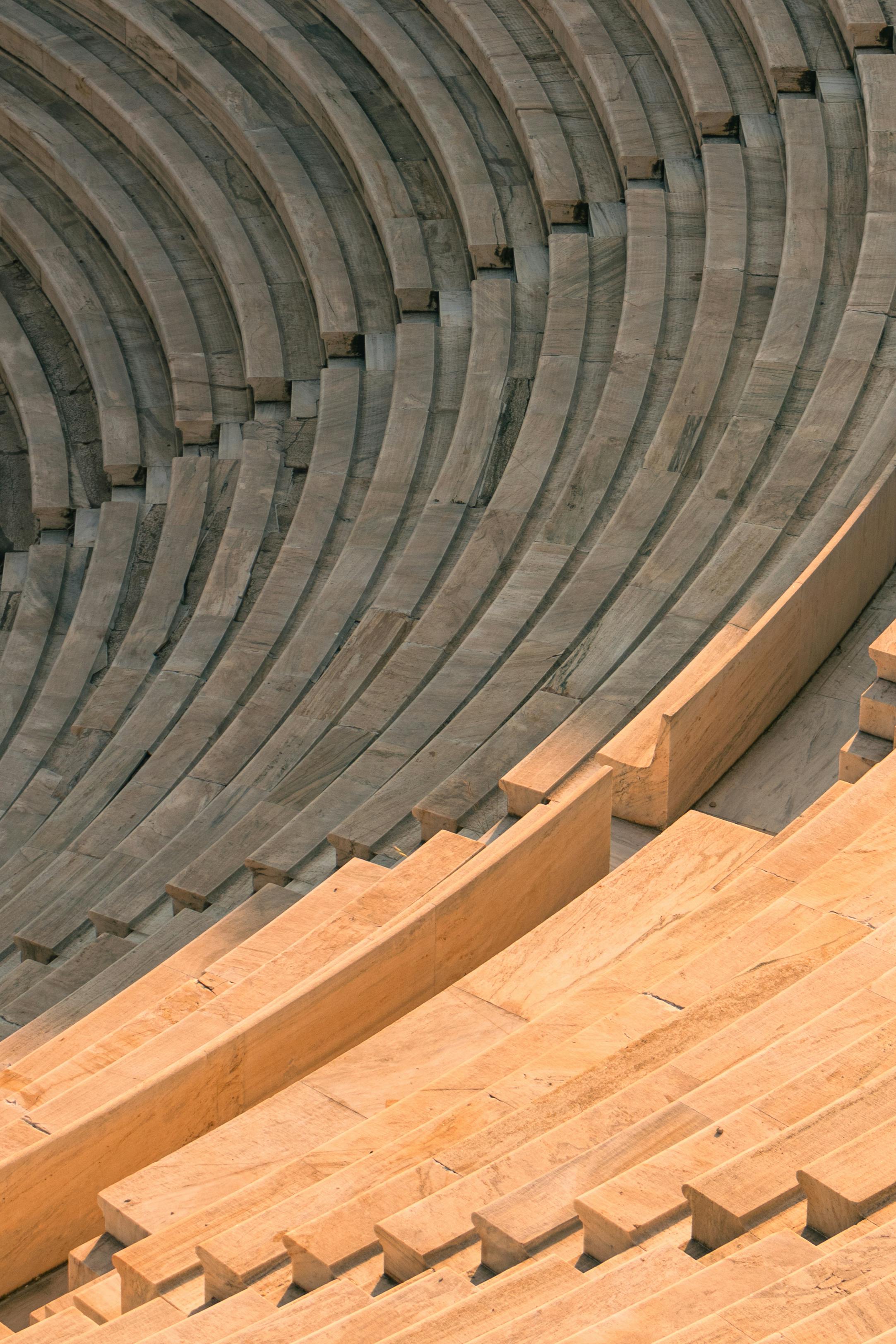 Free Detailed view of the stone steps in a Greek amphitheater, showcasing ancient architecture. Stock Photo