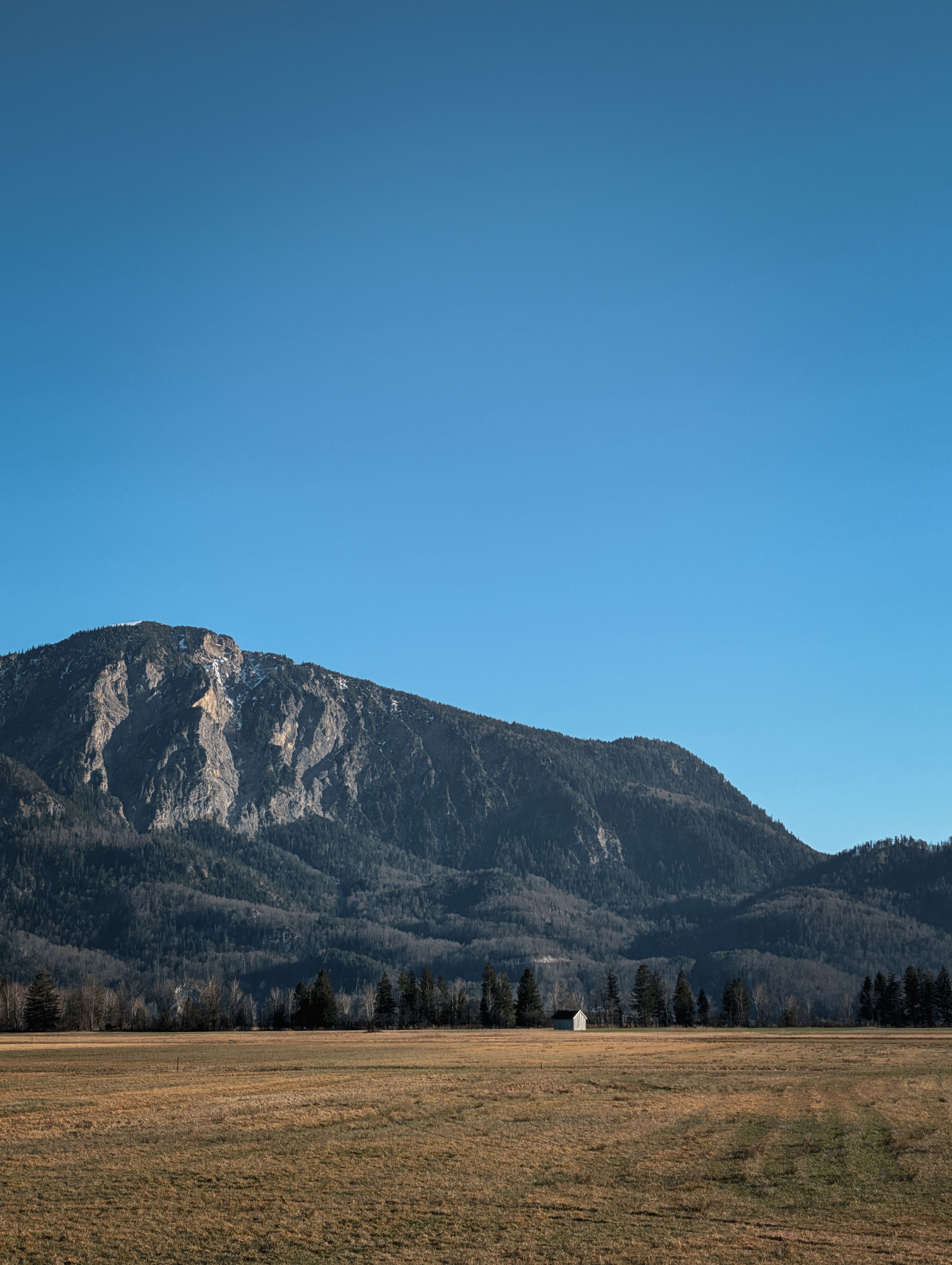 Breathtaking view of Bavarian landscape with mountains and vast fields under a clear sky.