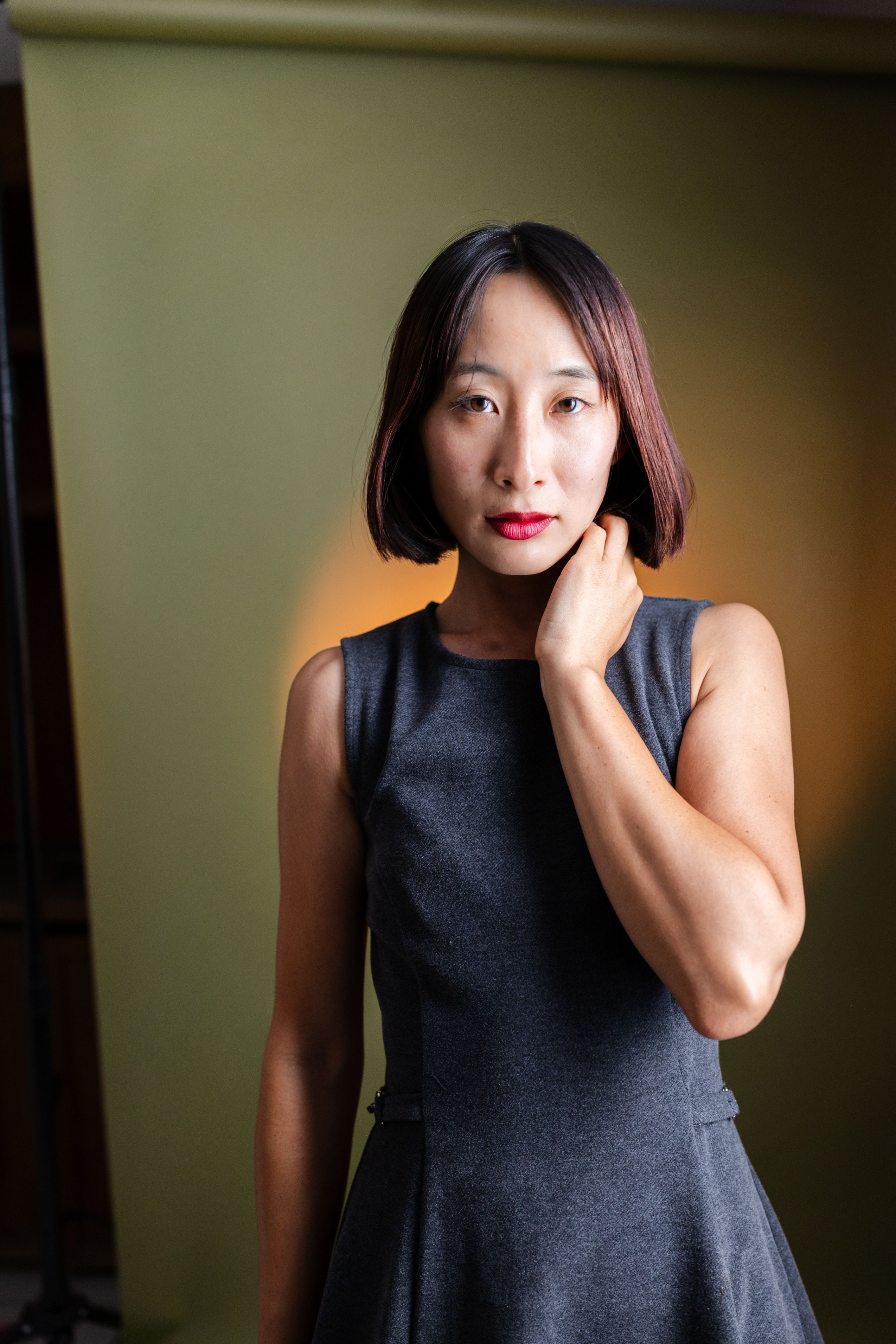 Portrait in warm neutral studio light