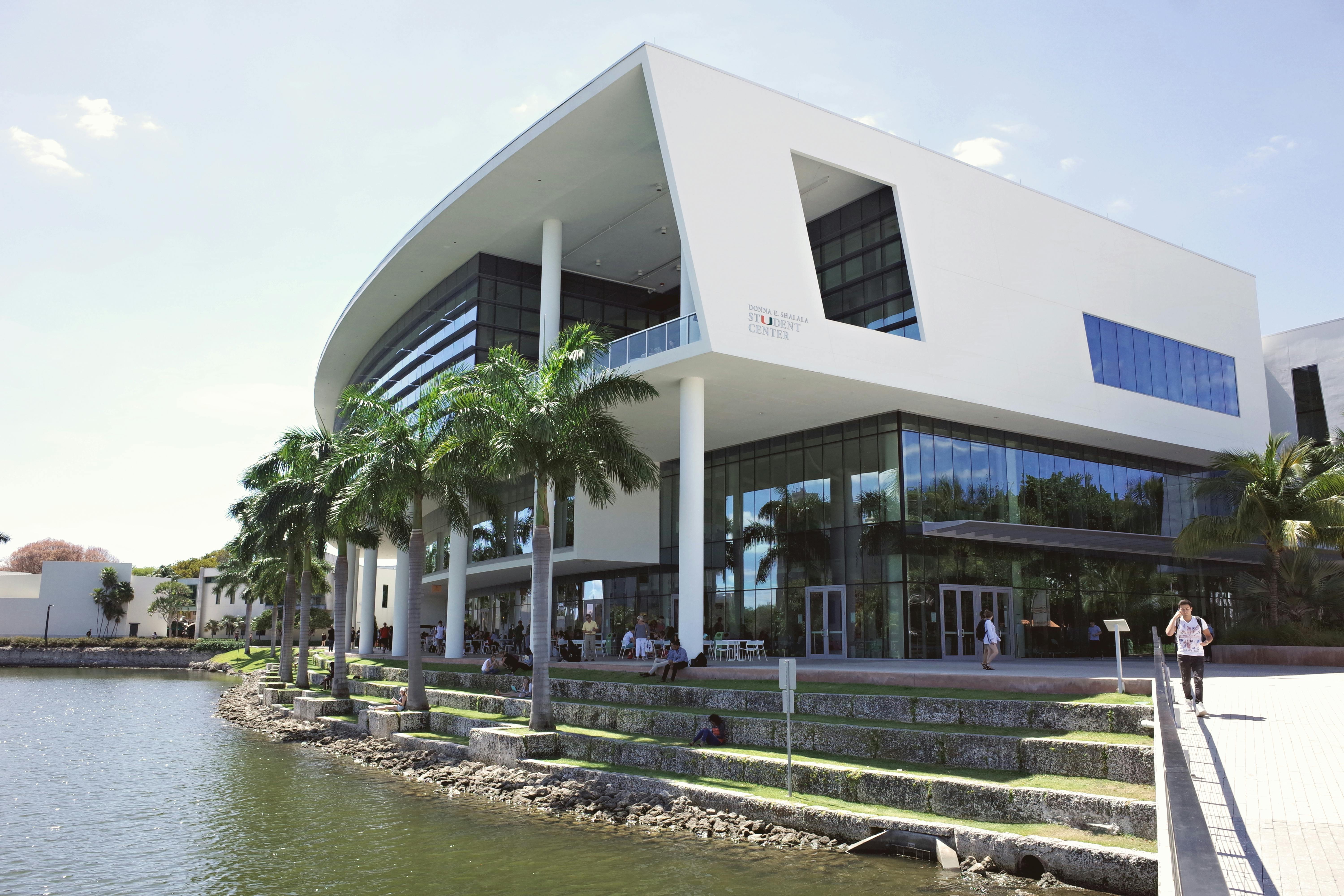 Contemporary architecture at a university campus in Coral Gables, Florida.
