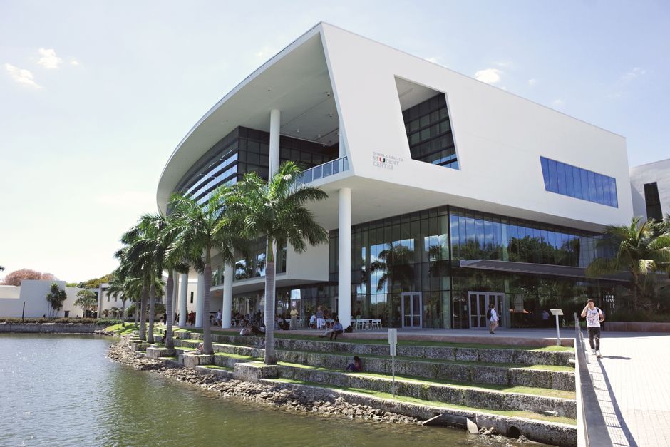 Contemporary architecture at a university campus in Coral Gables, Florida.