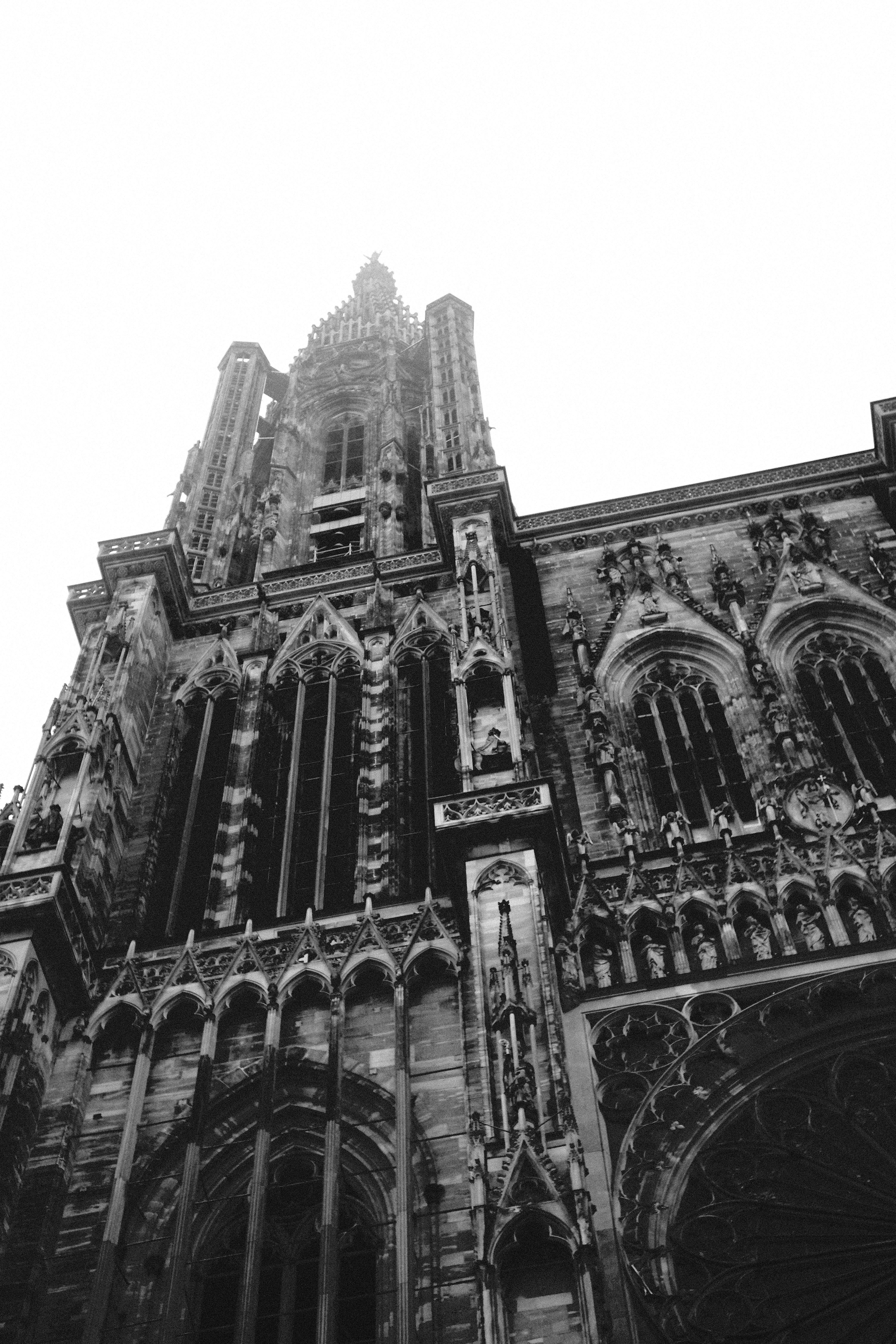 Gothic Cathedral Tower in Black and White · Free Stock Photo