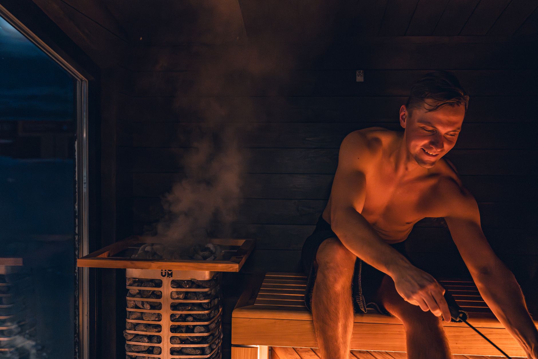Person enjoying sauna session