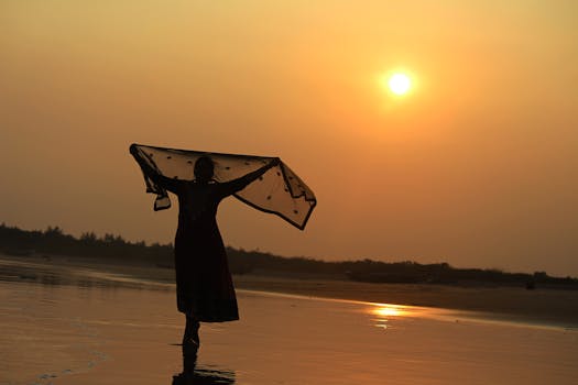 Free stock photo of girl, silhouette, sunset