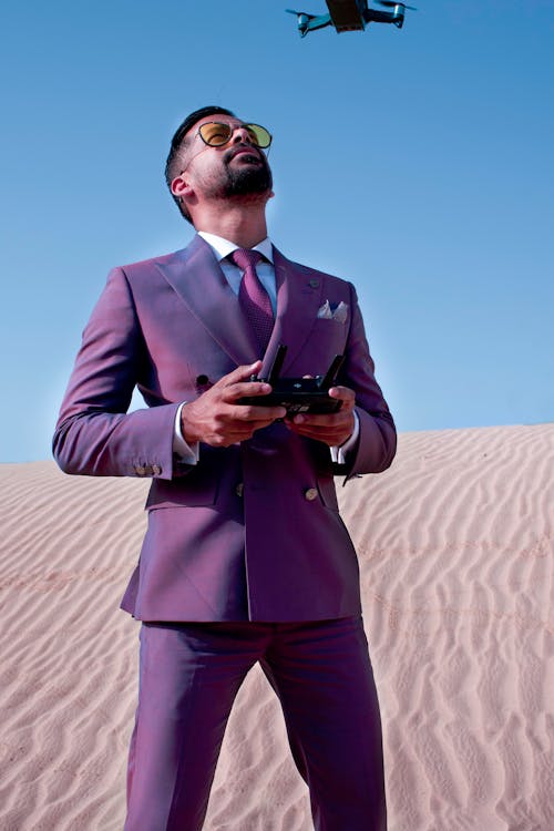 Free stock photo of desert, designer suit, drone