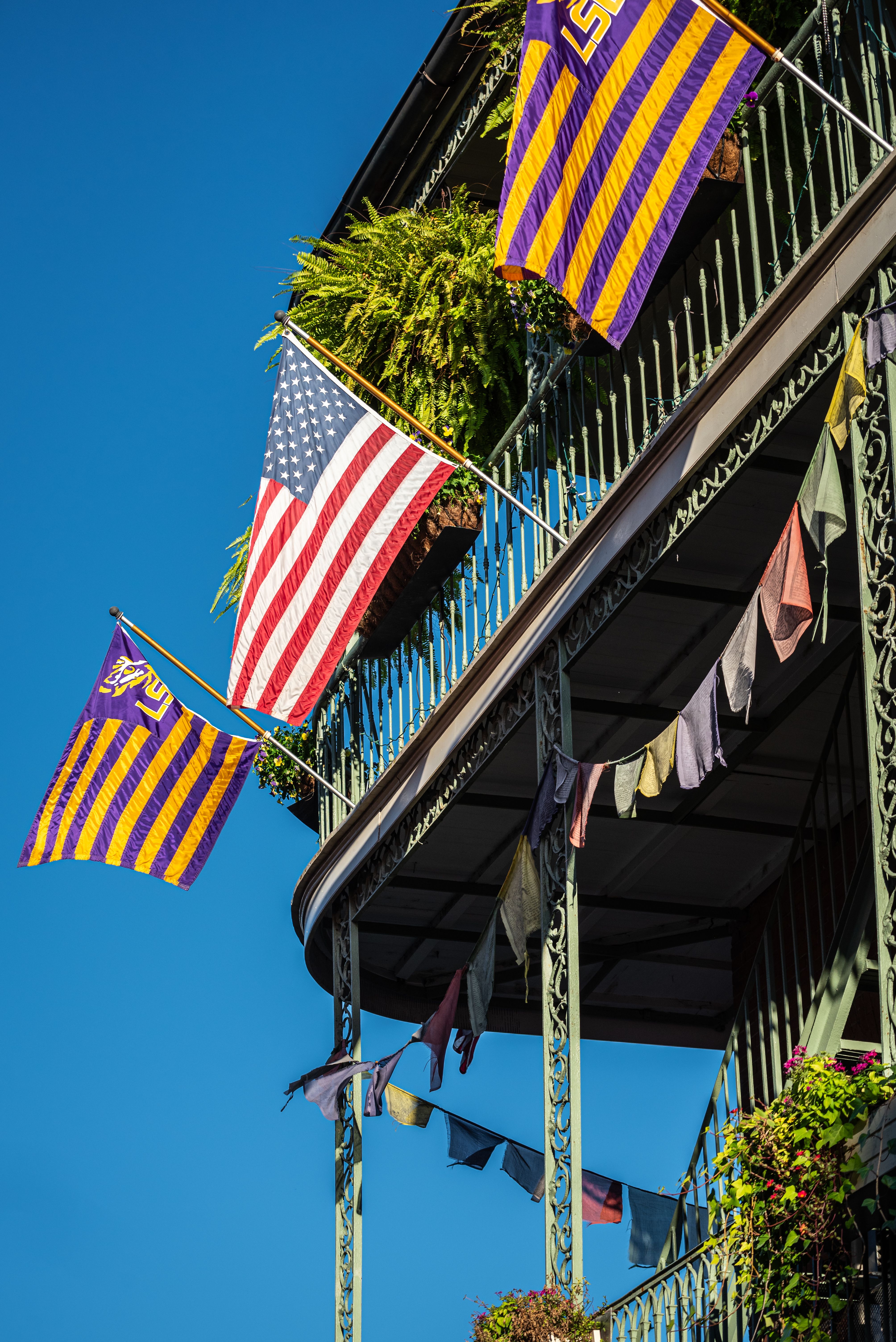 Colorful French Quarter balcony in New Orleans