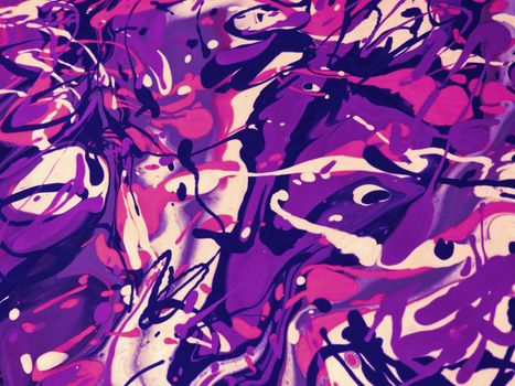 Dynamic abstract painting with vibrant purple and pink hues, showcasing modern fluid art techniques.