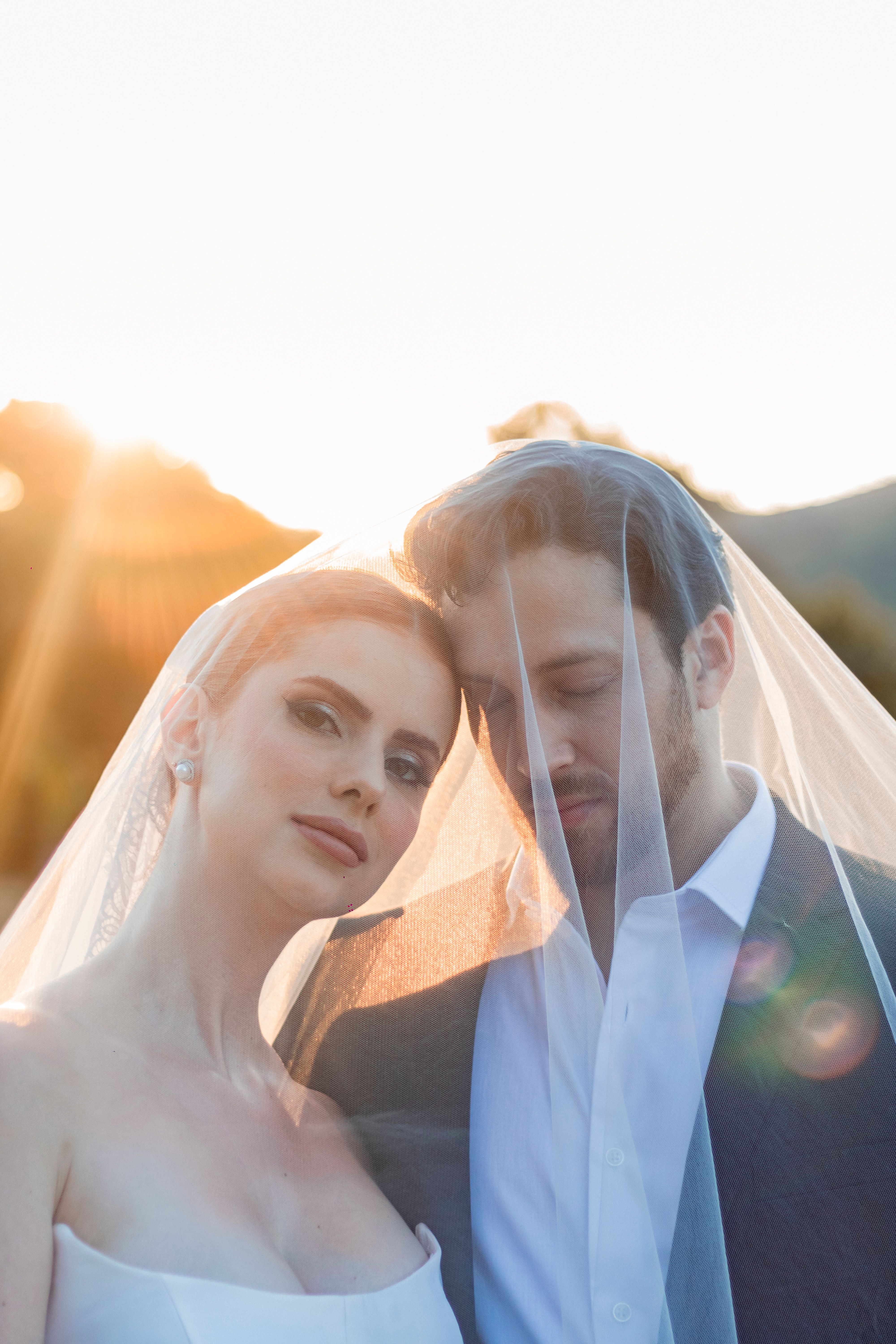 Wedding couple at sunset