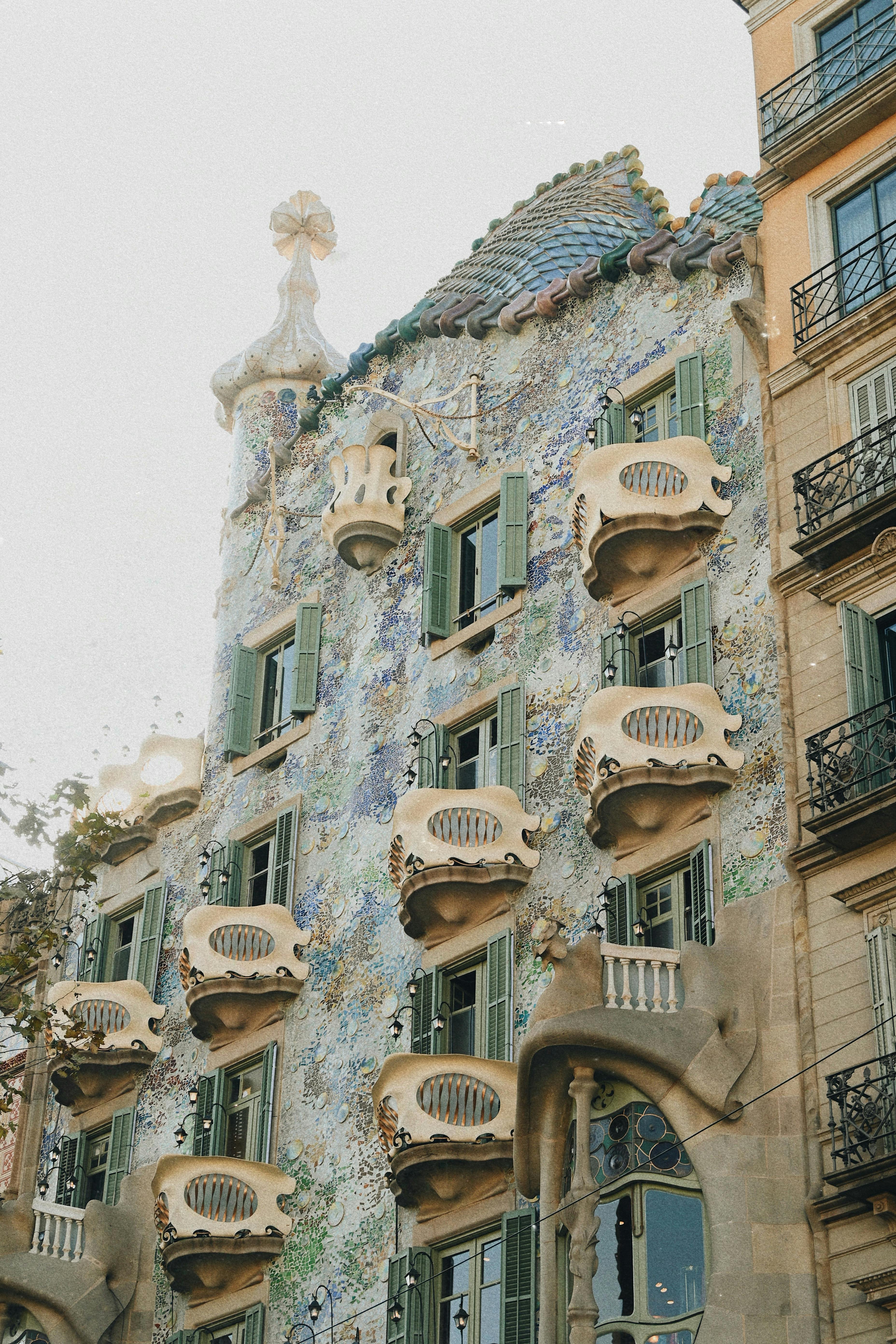 Stunning view of the iconic Casa Batlló's intricate facade in Barcelona, Spain.