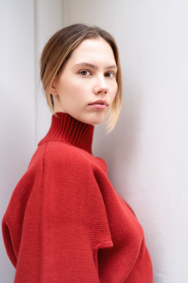Red Turtleneck Sweater Dress
