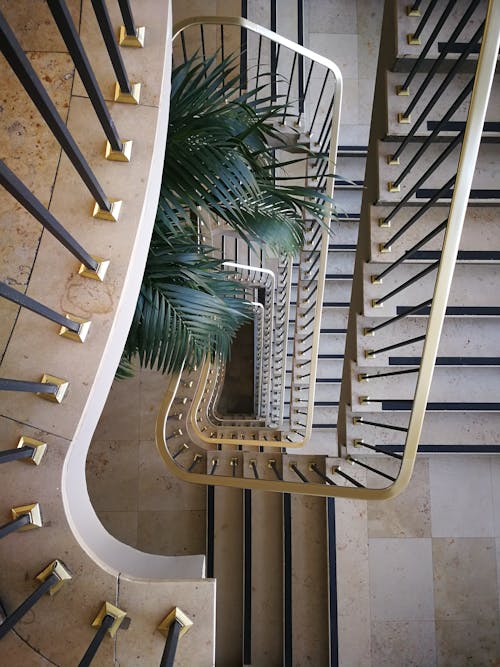 High Angle Photo of Spiral Staircase