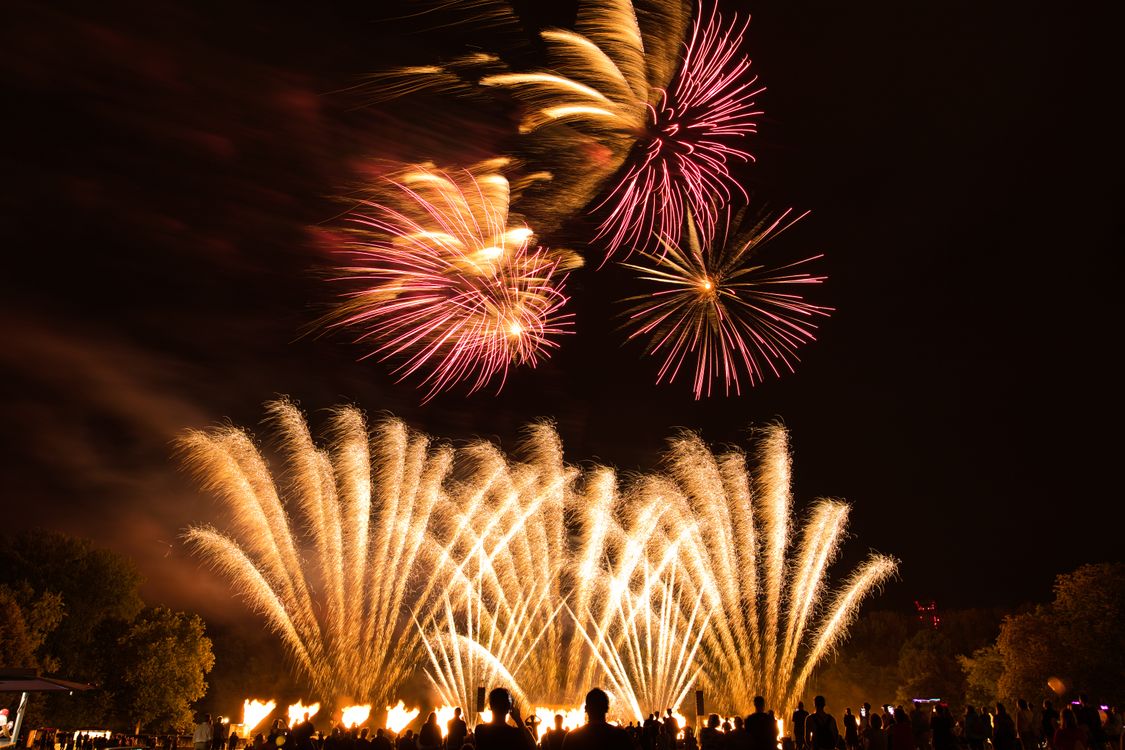 Free Colorful fireworks light up the night sky in a dazzling celebration in Germany. Stock Photo