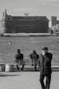 Black and White Istanbul Waterfront Scene